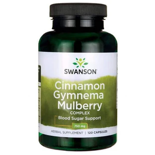 Комплекс Swanson Cinnamon Gymnema Mulberry, кориця, гімнема та шовковиця, 120 капсул