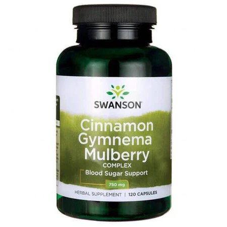 Комплекс Swanson Cinnamon Gymnema Mulberry, кориця, гімнема та шовковиця, 120 капсул: ціни та характеристики