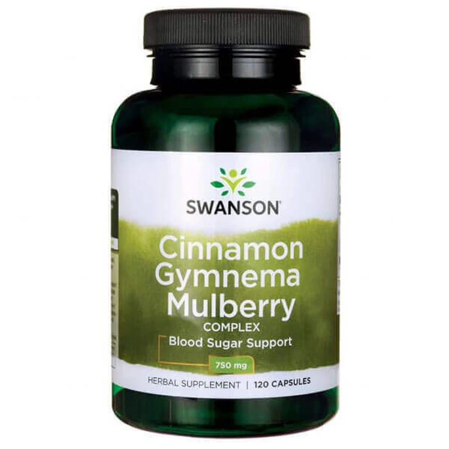 Комплекс Swanson Cinnamon Gymnema Mulberry, кориця, гімнема та шовковиця, 120 капсул: ціни та характеристики