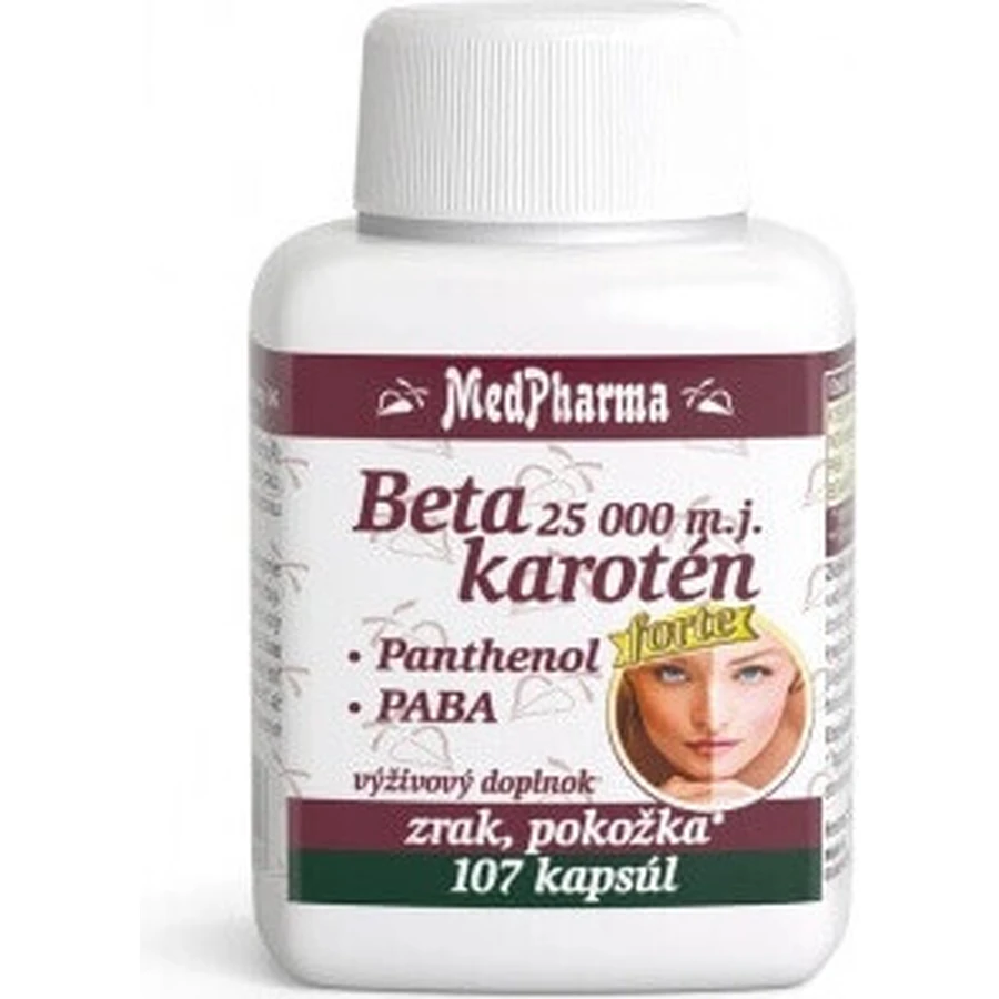 MedPharma БЕТАКАРОТЕН 25.000 м.д.+пантенол+ПАБА 1×107 к.с., дієтична добавка: ціни та характеристики