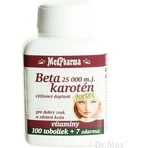 MedPharma БЕТАКАРОТЕН 25.000 м.д.+пантенол+ПАБА 1×107 к.с., дієтична добавка: ціни та характеристики