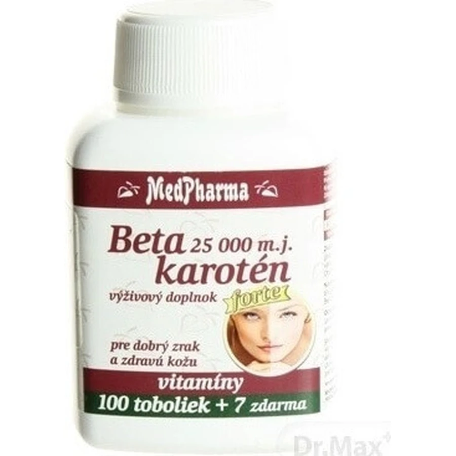 MedPharma БЕТАКАРОТЕН 25.000 м.д.+пантенол+ПАБА 1×107 к.с., дієтична добавка: ціни та характеристики