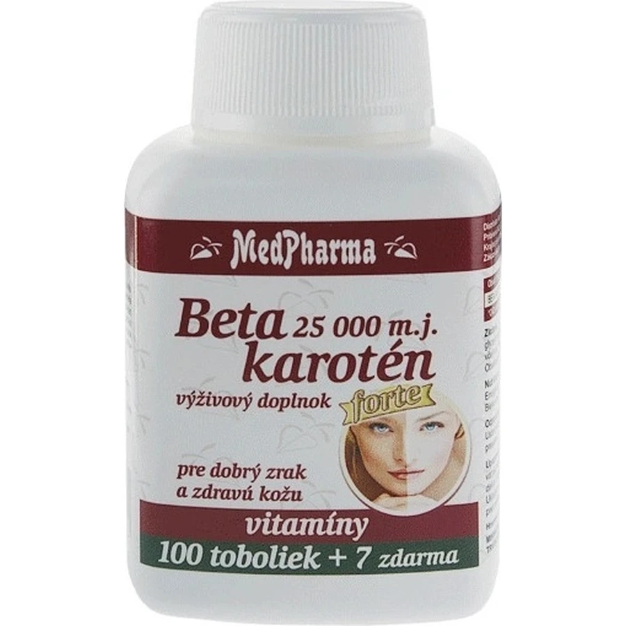 MedPharma БЕТАКАРОТЕН 25.000 м.д.+пантенол+ПАБА 1×107 к.с., дієтична добавка: ціни та характеристики