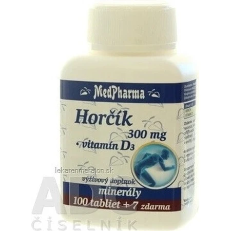 MedPharma ГОРЧИК 300MG+VIT. D 1×107 тбл, дієтична добавка: ціни та характеристики