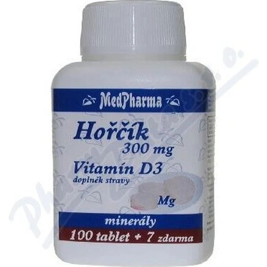 MedPharma ГОРЧИК 300MG+VIT. D 1×107 тбл, дієтична добавка: ціни та характеристики