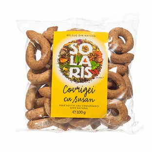 Крендельки из цельнозерновой муки с кунжутом, 100 г, Solaris