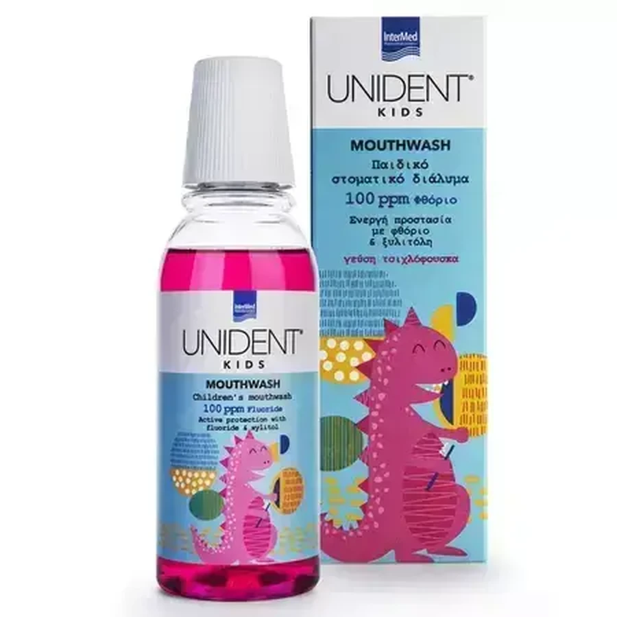 Ополіскувач для порожнини рота Unident Kids 100 ppm з фтором для дітей, 250 мл, Intermed: ціни та характеристики