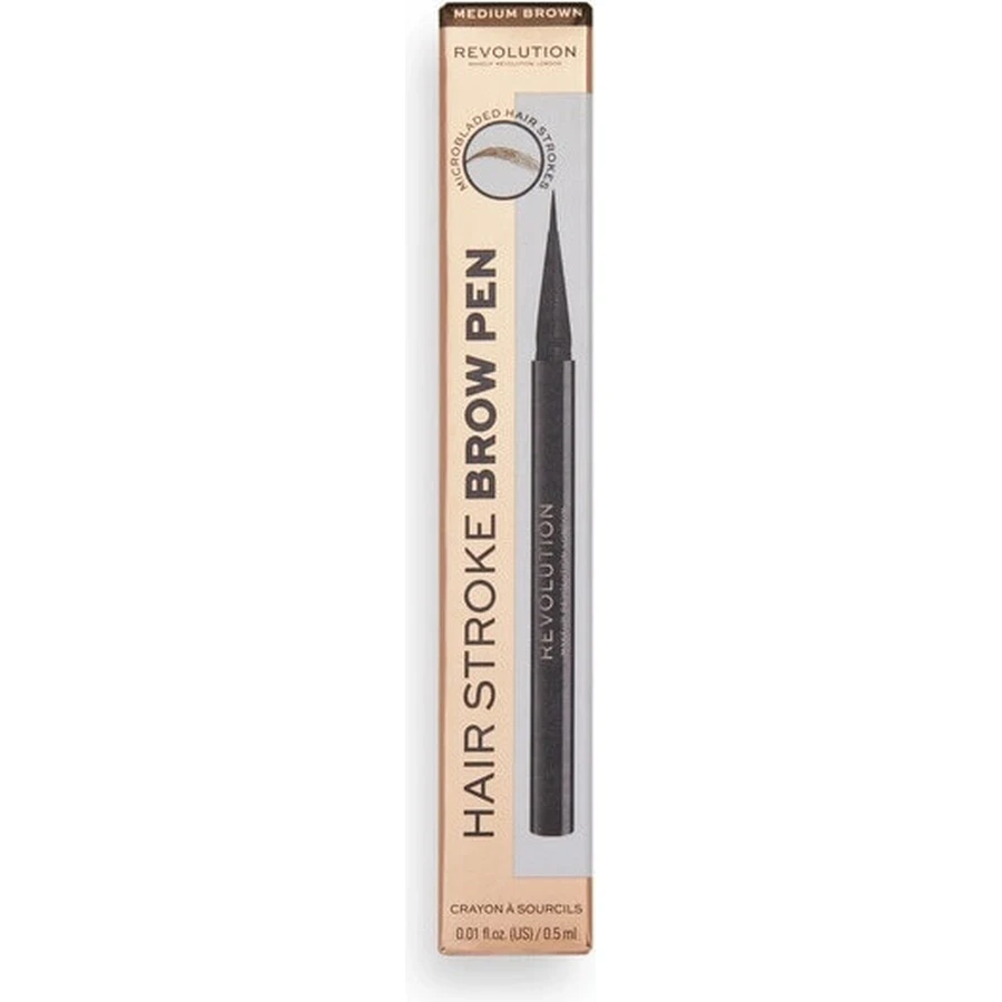 Revolution, олівець для брів Hair Stroke Brow Pen Medium Brown 1×0,50 мл, олівець для брів: ціни та характеристики