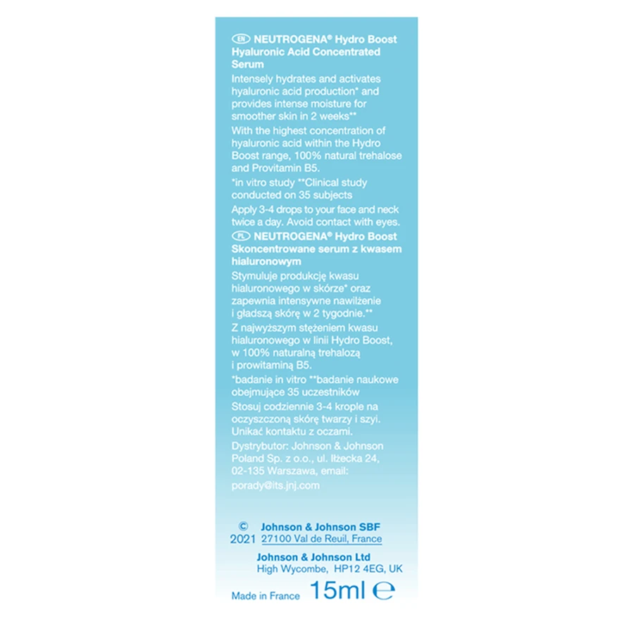 Neutrogena Hydro Boost, Концентрована сироватка з гіалуроновою кислотою, 15 мл: ціни та характеристики