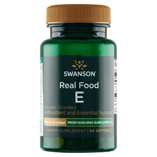Swanson Real Food E, натуральний вітамін Е 400 МО, 60 капсул