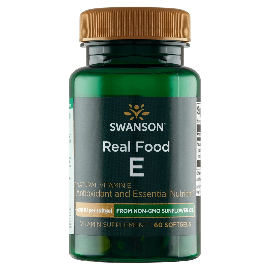 Swanson Real Food E, натуральний вітамін Е 400 МО, 60 капсул: ціни та характеристики