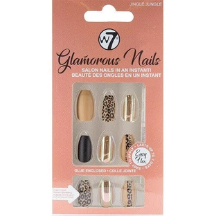 Набор из 24 накладных ногтей, W7, Glamorous Nails, Jingle Jungle, клей в комплекте