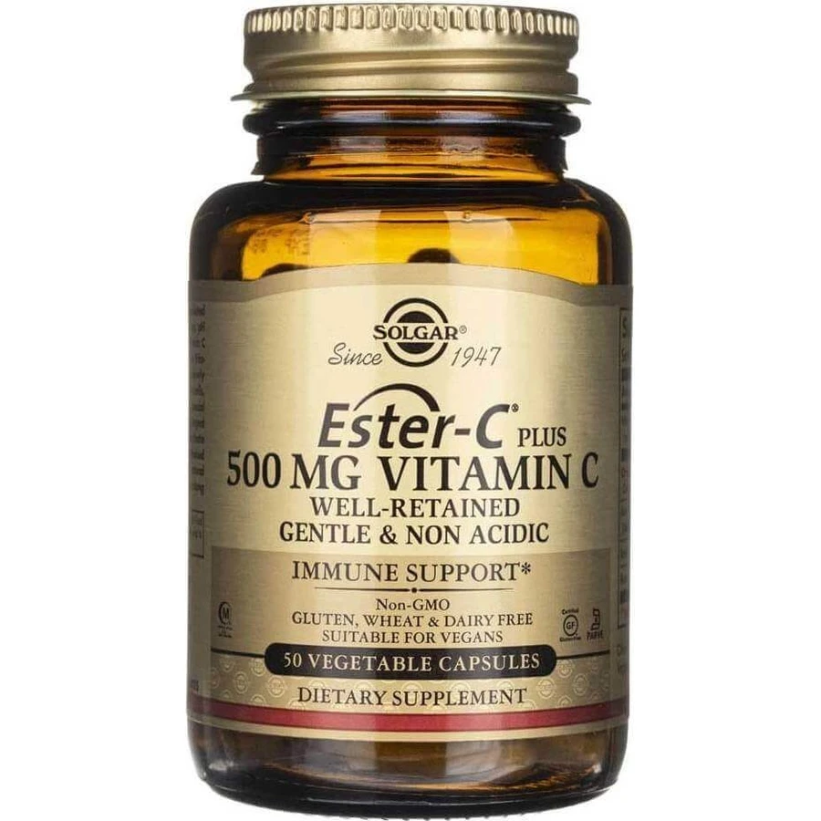 Solgar Ester-C plus 500 мг Некислый витамин С с биофлавоноидным комплексом 50 капсул 1×50 капс, пищевая добавка: цены и характеристики