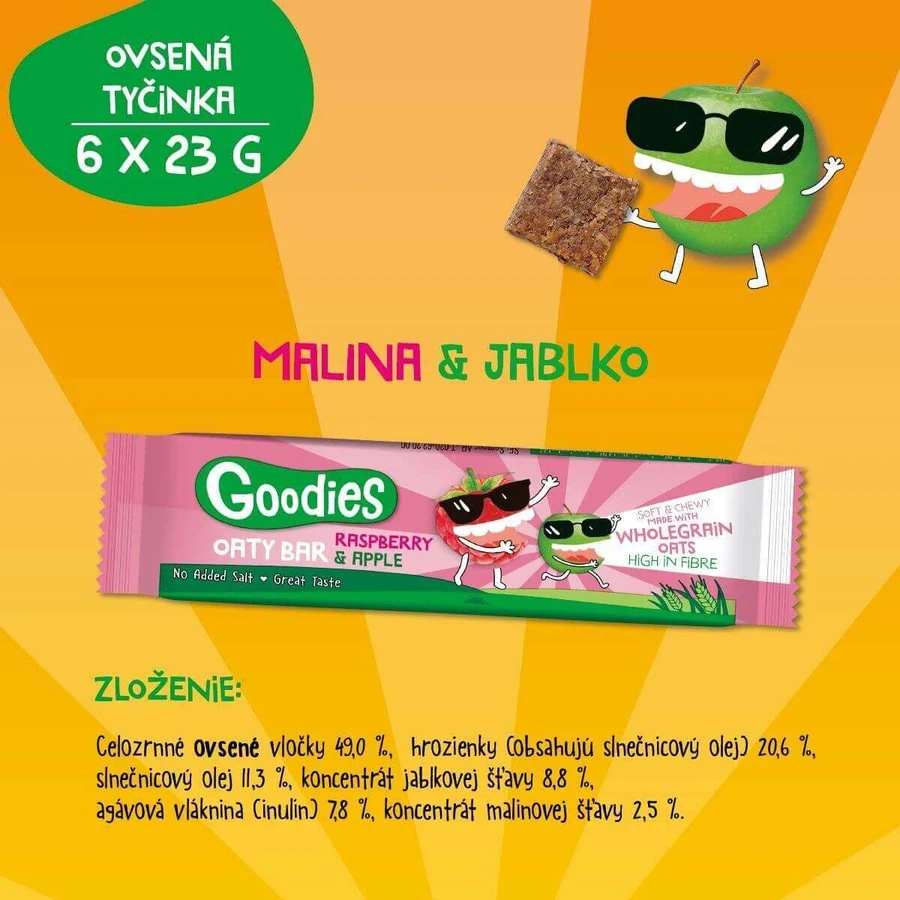 Goodies Овсяные батончики с малиной и яблоком 6 x 23 г: цены и характеристики