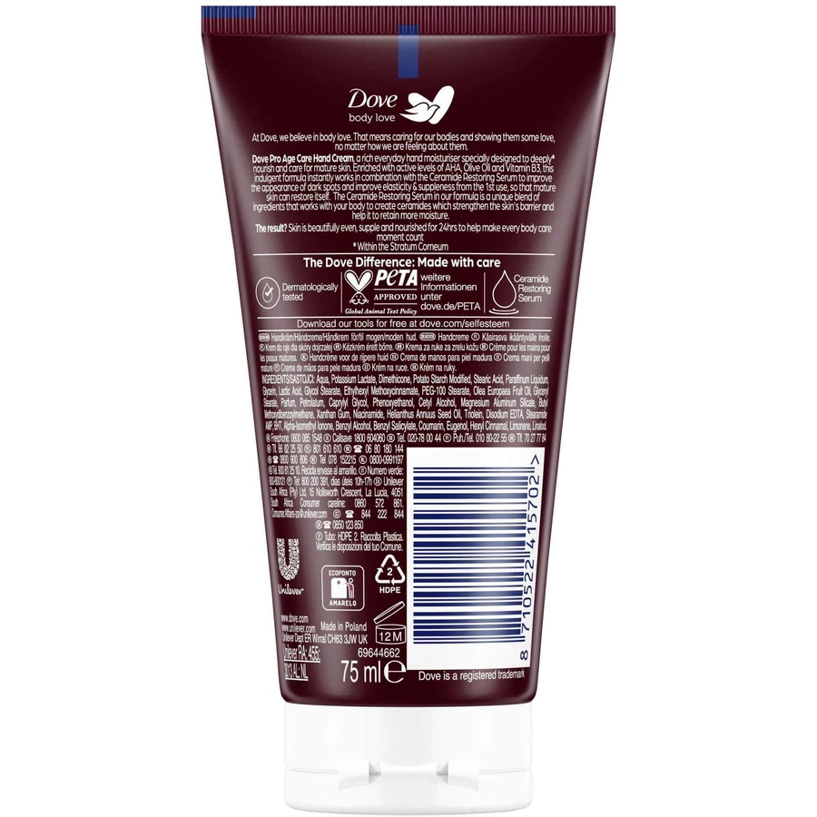 Dove Body Love Pro Age Care Крем для рук 75 мл: цены и характеристики