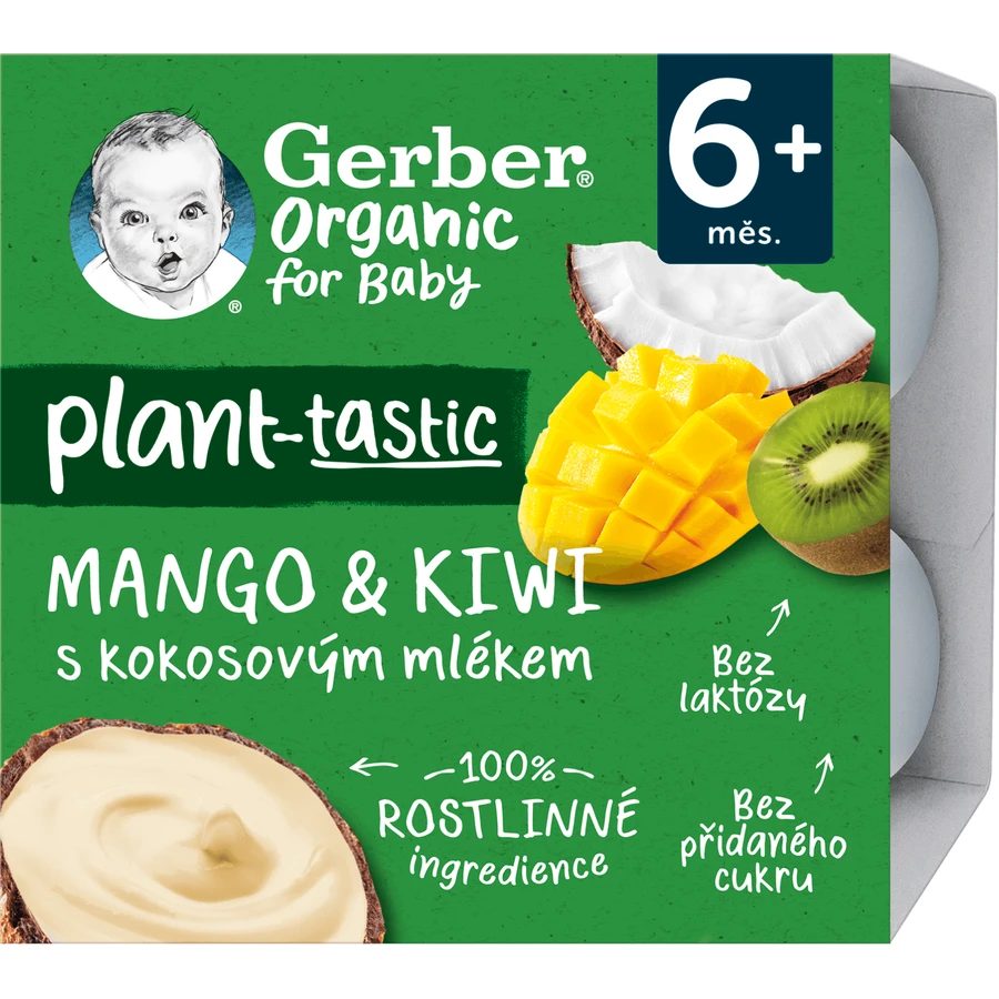 Gerber Organic 100% растительный десерт манго и киви с кокосовым молоком 4 х 90 г: цены и характеристики