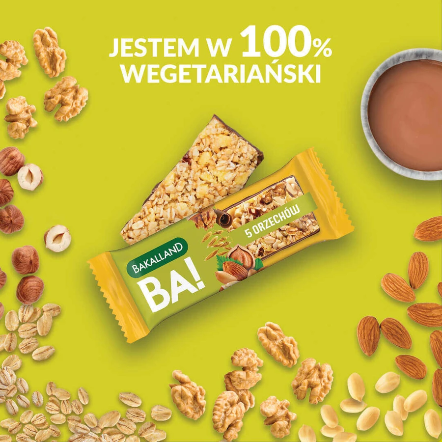 Bakalland BA! Злаковый батончик, 5 орехов, 40 г: цены и характеристики