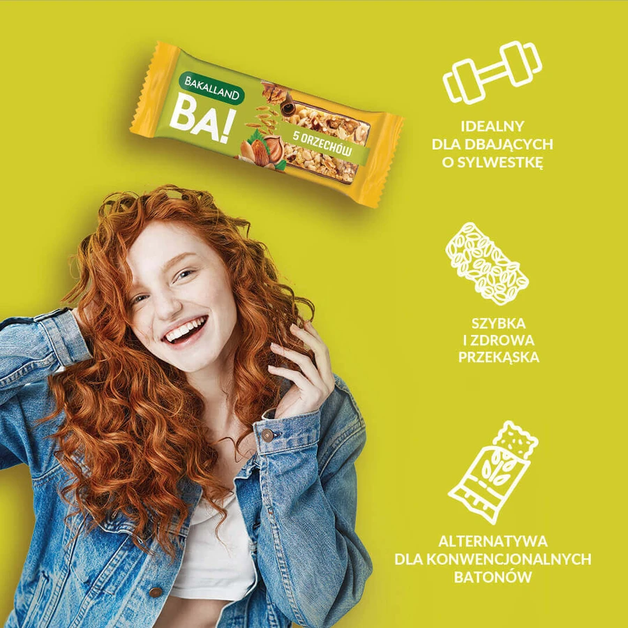 Bakalland BA! Злаковый батончик, 5 орехов, 40 г: цены и характеристики
