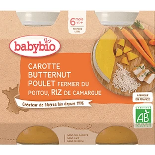 Babybio menu морковь с огурцом, курицей и рисом 2 x 200 г