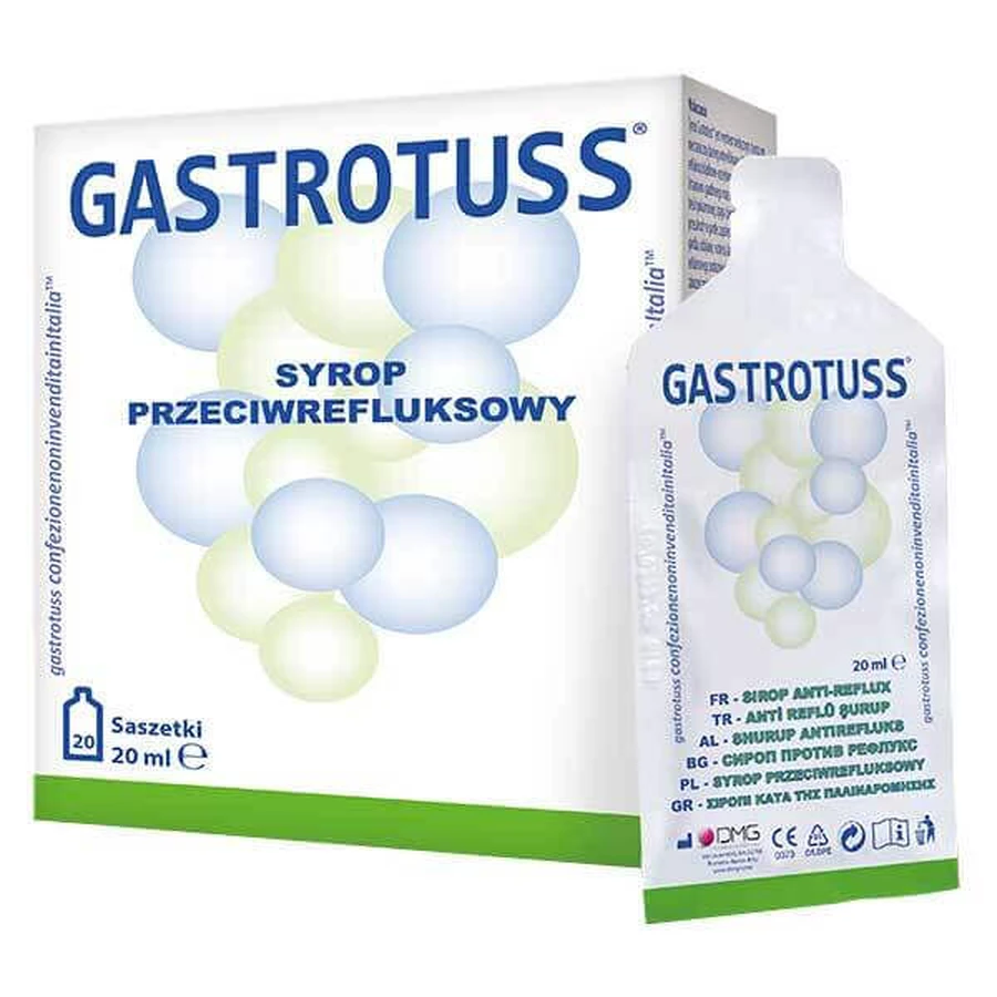 Сироп Гастротусс VitaMed Gastrotuss против гастроэзофагеального рефлюкса, 20 саше по 20 мл: цены и характеристики