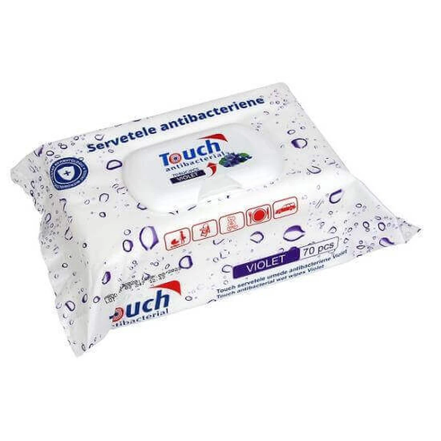Антибактериальные влажные салфетки Violet, 70 штук, Touch: цены и характеристики