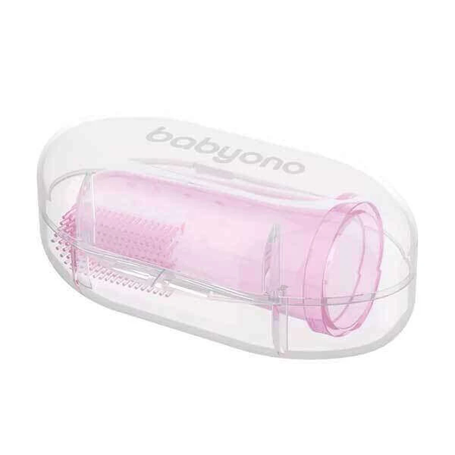 BabyOno, пальчиковая щетка для первых зубов, силикон, розовый, 723/03, 1 шт.: цены и характеристики