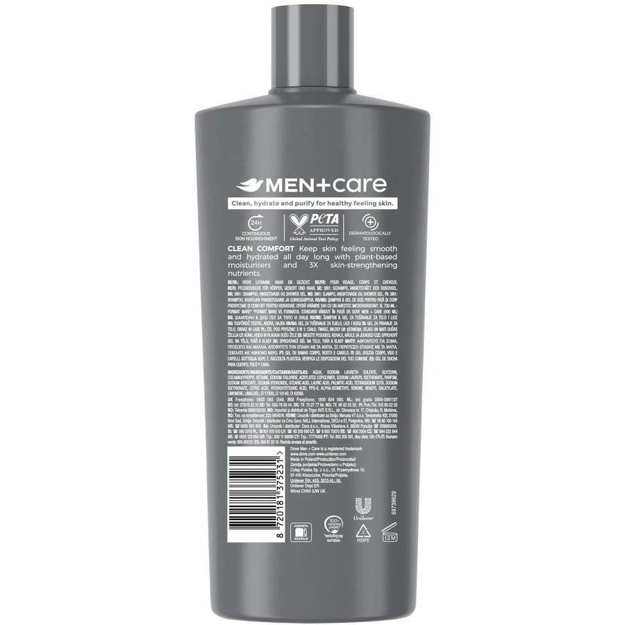 DOVE MEN+CARE Чистый комфорт гель для душа 700 мл: цены и характеристики