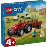 Червоний фермерський трактор з причепом і вівцями, 60461, + 4 роки, Lego