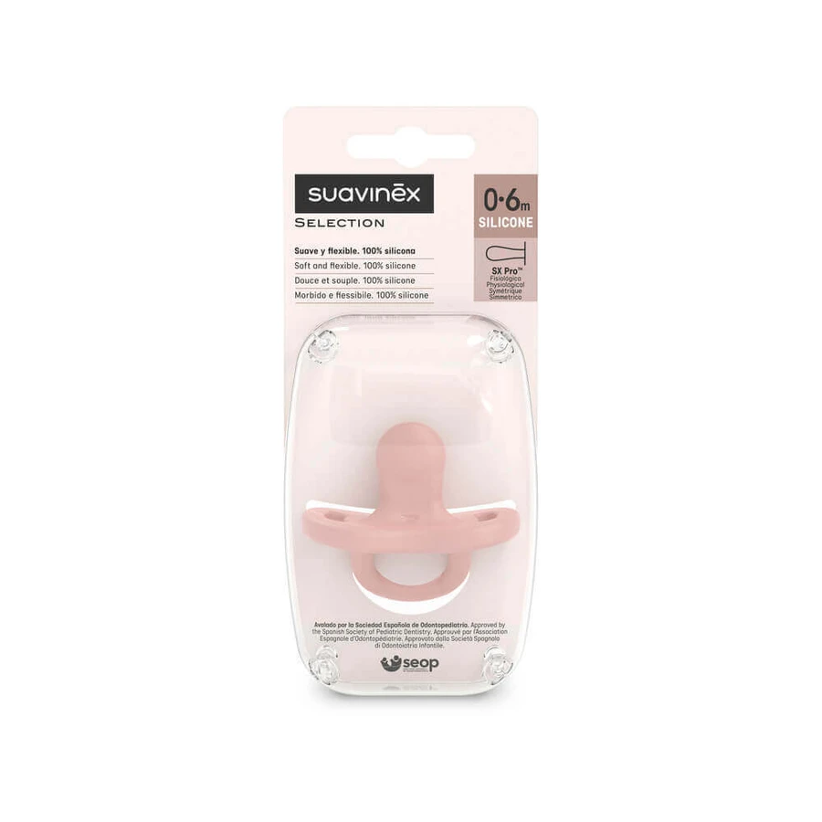 Suavinex Colour Essence SX Pro, пустышка, 100% силикон, физиологическая, телесного цвета, 0-6 месяцев, 1 шт.: цены и характеристики