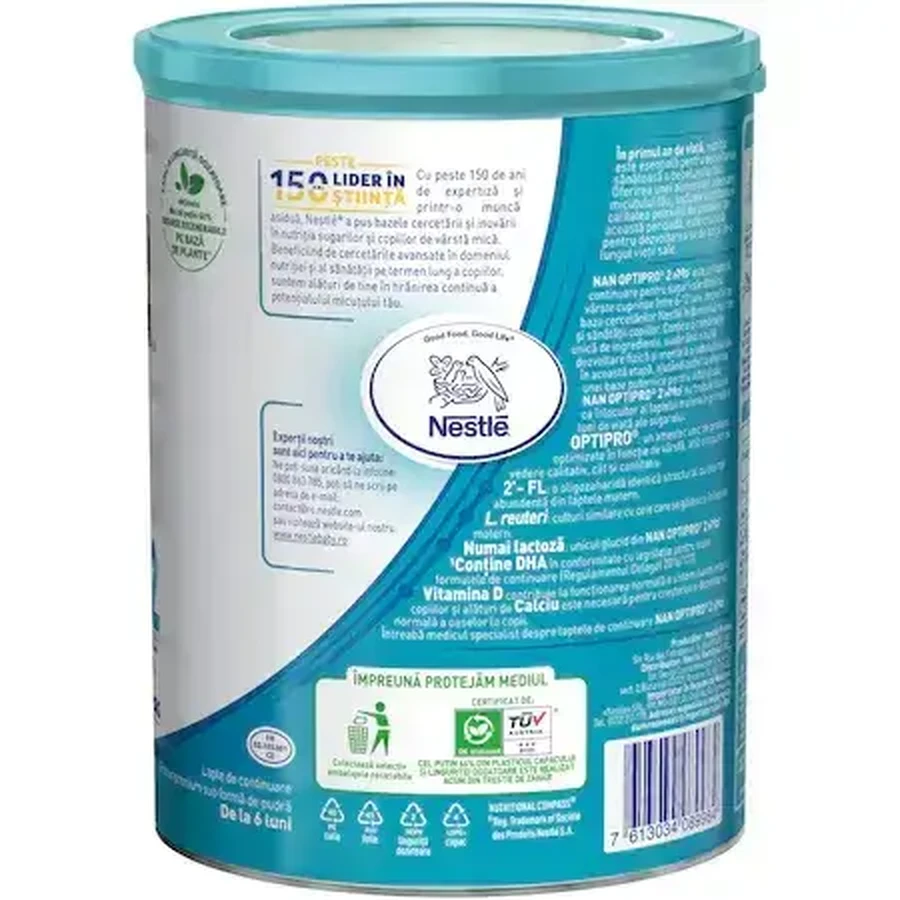 Сухе молоко Nan 2 Optipro HMO, +6 місяців, 800 г, Nestlé: ціни та характеристики