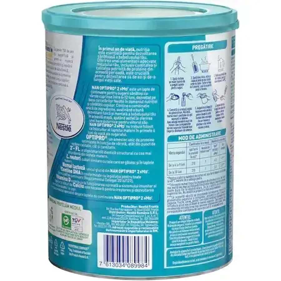 Сухе молоко Nan 2 Optipro HMO, +6 місяців, 800 г, Nestlé: ціни та характеристики