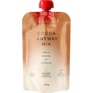 Nutrino Lab Piure Cocoa Anyway, яблоко, банан, овес и какао-пюре, 180 г.