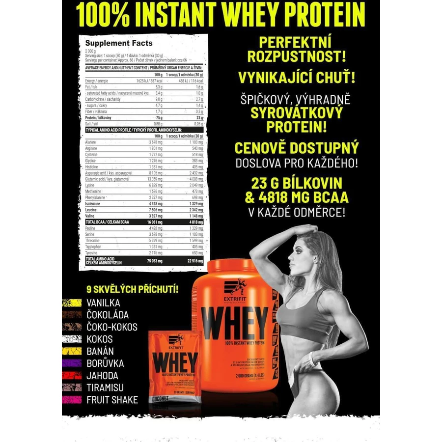 Extrifit 100% Whey Protein Fruit Shake 2000 г: цены и характеристики