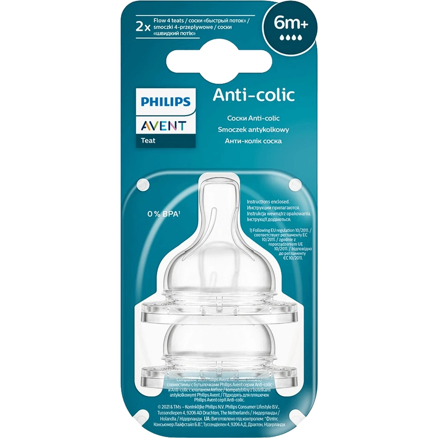 Philips Avent Пустышка антиколиковая для fau .4, fast flow 6m+, 2 шт.: цены и характеристики