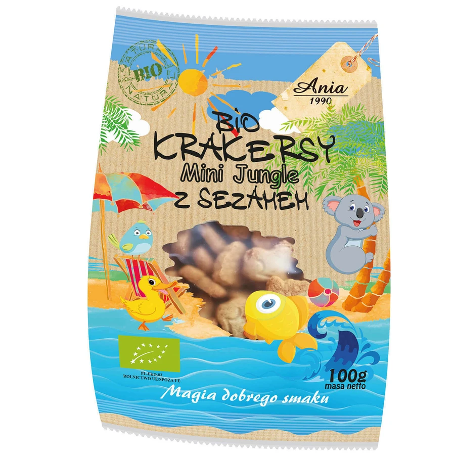 Біо-крекери Ania Mini Jungle з кунжутом, 100 г: ціни та характеристики