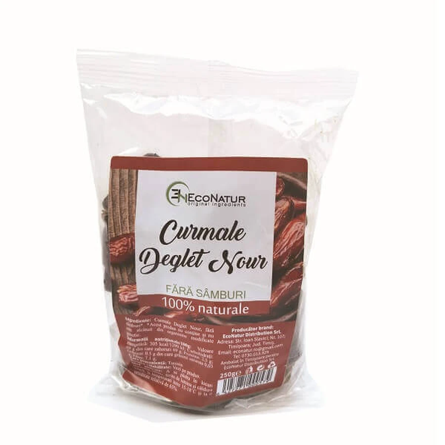Фініки без кісточок Deglet Nour, 250 г, 250 г, EcoNatur: ціни та характеристики