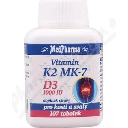 MedPharma ВИТАМИН K2 MK-7 + D3 1000 МЕ 1×107 капс, пищевая добавка: цены и характеристики