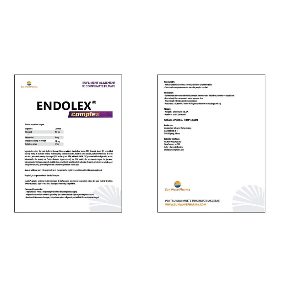 Ендолекс Комплекс Sun Wave Pharma Endolex Complex, 30 таблеток, вкритих плівковою оболонкою: ціни та характеристики