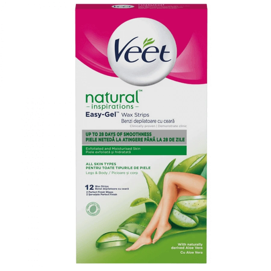 Восковые полоски для ног с алоэ вера, 12 штук, Veet: цены и характеристики