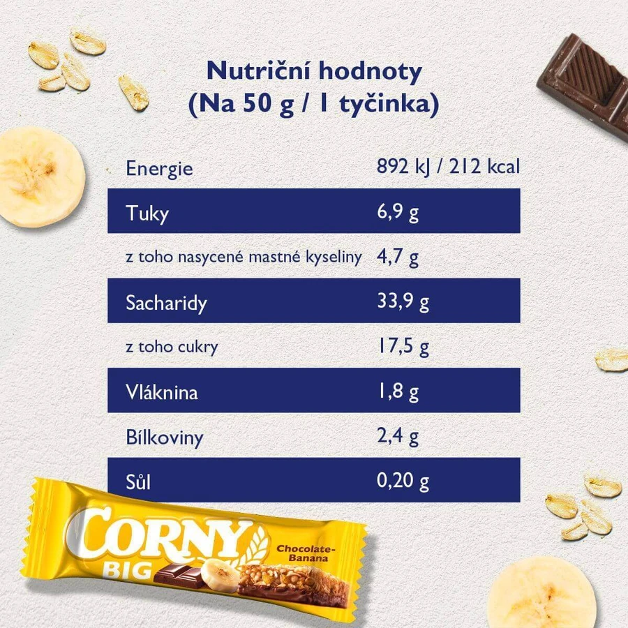 Батончик Corny BIG злаковий батончик бананово-шоколадний 50 г: ціни та характеристики