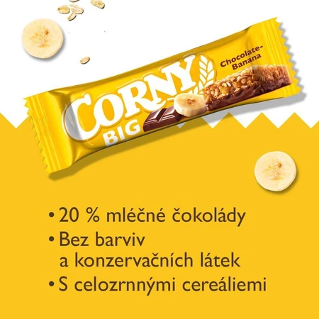 Батончик Corny BIG злаковий батончик бананово-шоколадний 50 г: ціни та характеристики