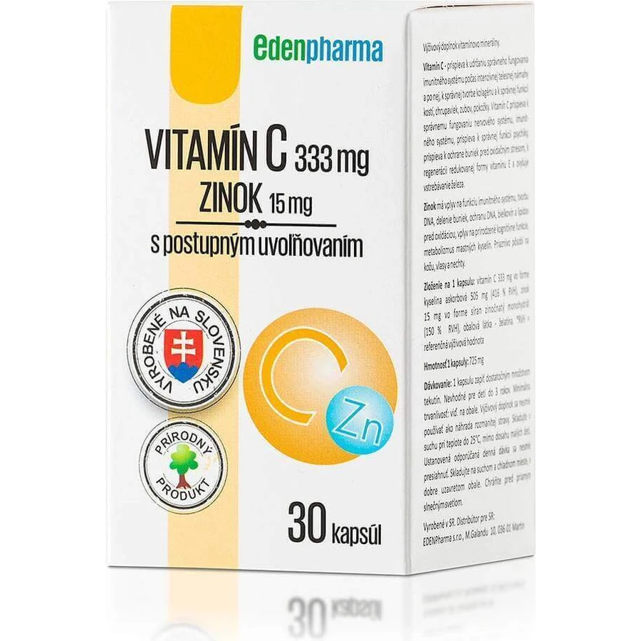 EDENPharma ВИТАМИН С + ЦИНК 1×30 капс, пищевая добавка: цены и характеристики