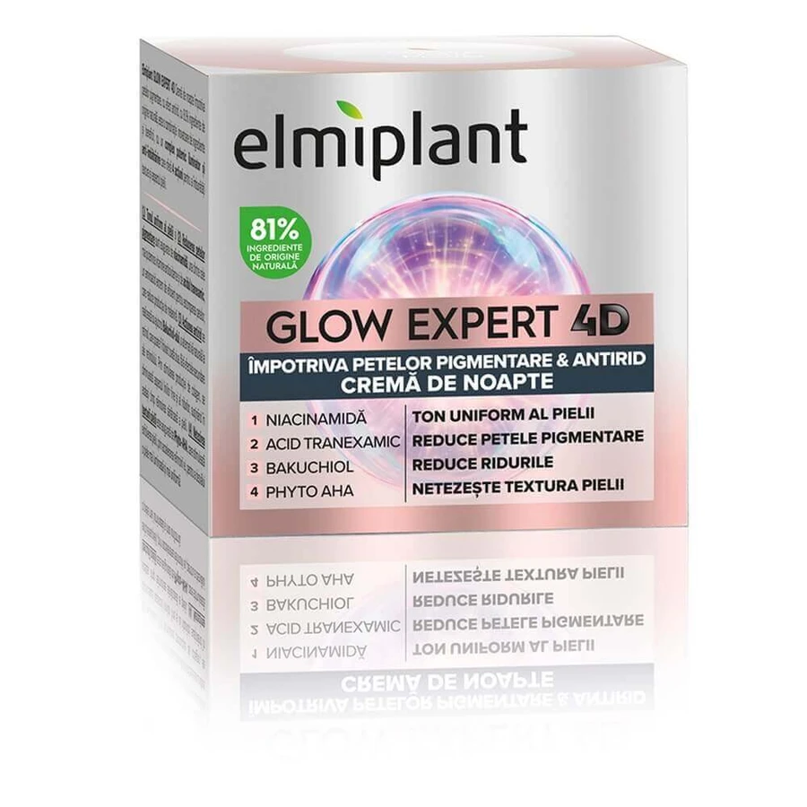 Нічний крем проти пігментних плям Glow Expert 4D, 50 мл, Elmiplant: ціни та характеристики