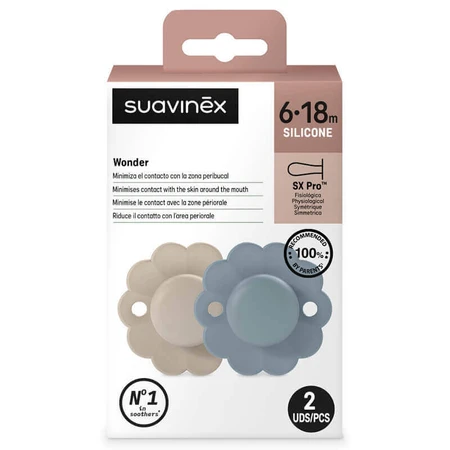 Suavinex Wonder SX Pro, фізіологічний манекен, силіконовий, сірий, морський, 6-18 місяців, 2 шт.: ціни та характеристики
