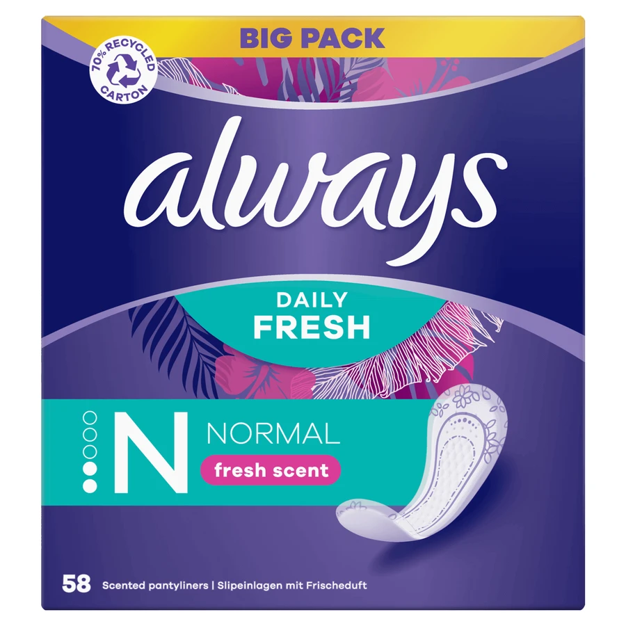 Always Dailies Fresh Protect, гігієнічні прокладки, нормальні, 58 шт.: ціни та характеристики