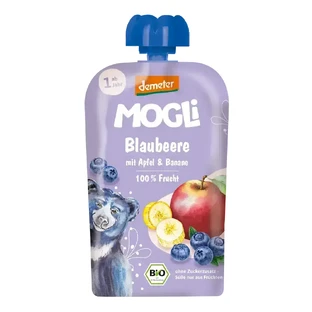 Органическое пюре из черники, яблока и банана, 1 год+, 100 г, Mogli