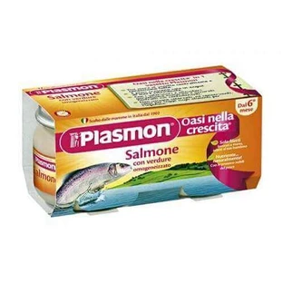 Гомогенізоване пюре з лосося та овочів, +6 місяців, 2х80г, Plasmon