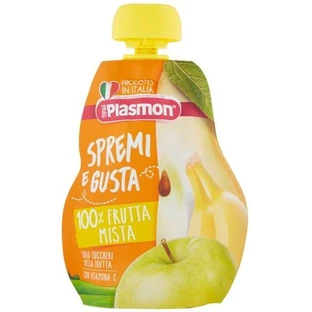 Пюре фруктовое Plasmon яблоко, банан и груша, +6 месяцев, 100 г