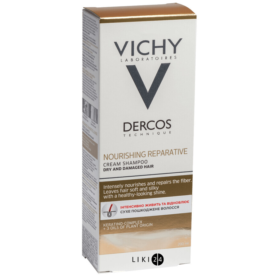 Шампунь Vichy Dercos Питательно-восстанавливающий для сухих и поврежденных волос, 200 мл флакон: цены и характеристики