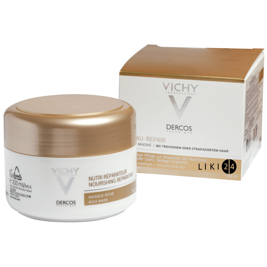 Маска для волосся Vichy Деркос поживно-відновлювальна насичена маска для сухого і пошкодженого волосся 200 мл: ціни та характеристики